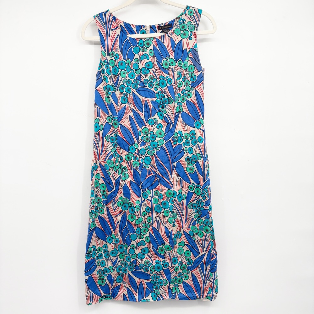 Brooks‎ Brothers Womens Cotton Floral Leaf Print Preppy Coastal Sheath Dress 6
